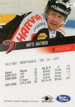 2010-11 Cardset Finland #062 Antti Jaatinen Back