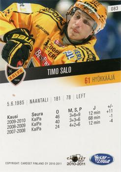 2010-11 Cardset Finland #083 Timo Salo Back