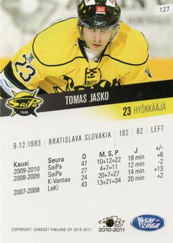 2010-11 Cardset Finland #127 Tomas Jasko Back