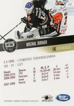 2010-11 Cardset Finland #151 Michal Birner Back