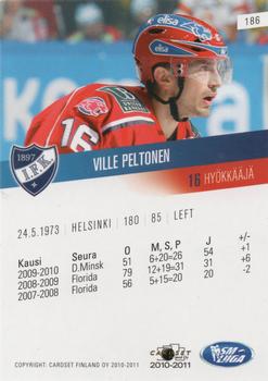 2010-11 Cardset Finland #186 Ville Peltonen Back