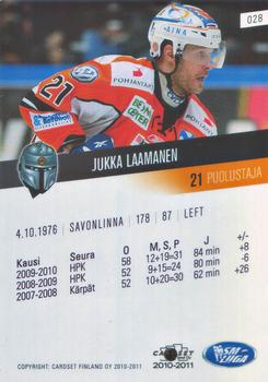 2010-11 Cardset Finland #028 Jukka Laamanen Back