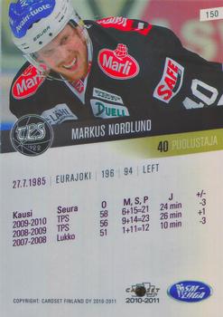 2010-11 Cardset Finland #150 Markus Nordlund Back