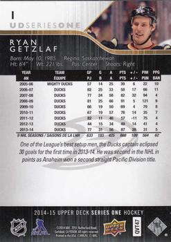 2014-15 Upper Deck #1 Ryan Getzlaf Back