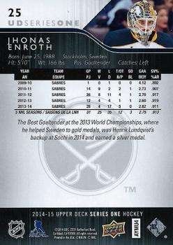 2014-15 Upper Deck #25 Jhonas Enroth Back