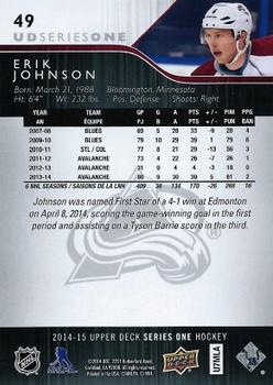 2014-15 Upper Deck #49 Erik Johnson Back