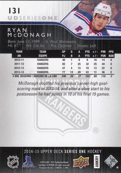 2014-15 Upper Deck #131 Ryan McDonagh Back