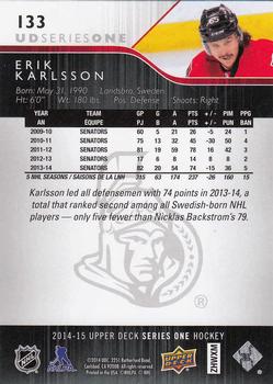 2014-15 Upper Deck #133 Erik Karlsson Back