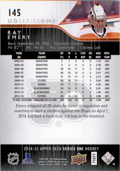 2014-15 Upper Deck #145 Ray Emery Back