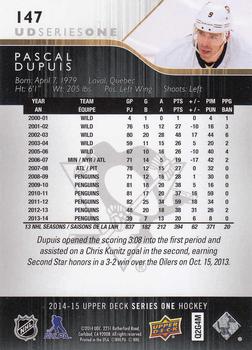 2014-15 Upper Deck #147 Pascal Dupuis Back