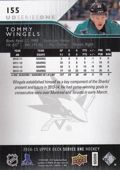 2014-15 Upper Deck #155 Tommy Wingels Back