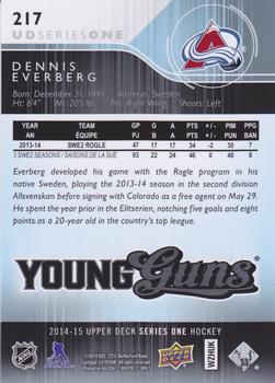 2014-15 Upper Deck #217 Dennis Everberg Back