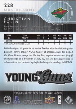 2014-15 Upper Deck #228 Christian Folin Back