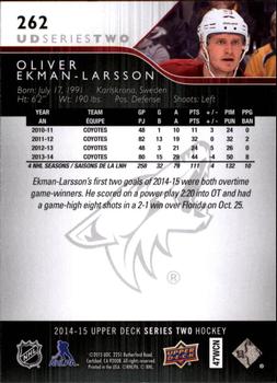 2014-15 Upper Deck #262 Oliver Ekman-Larsson Back