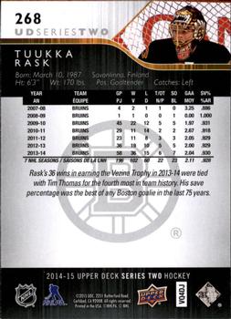 2014-15 Upper Deck #268 Tuukka Rask Back