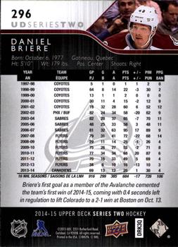 2014-15 Upper Deck #296 Daniel Briere Back