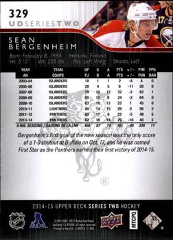 2014-15 Upper Deck #329 Sean Bergenheim Back