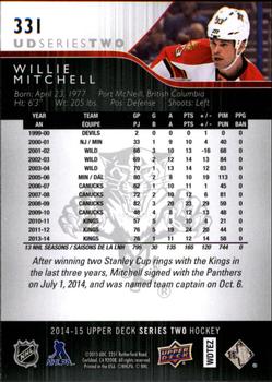 2014-15 Upper Deck #331 Willie Mitchell Back
