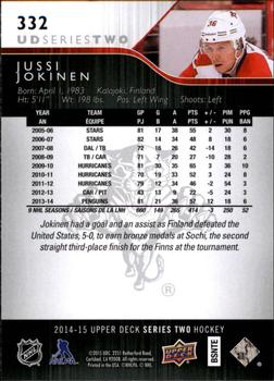 2014-15 Upper Deck #332 Jussi Jokinen Back
