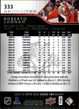2014-15 Upper Deck #333 Roberto Luongo Back