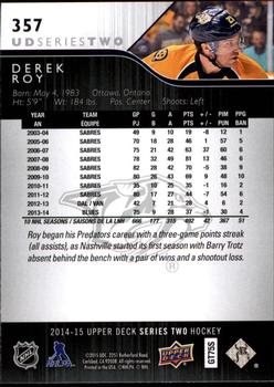 2014-15 Upper Deck #357 Derek Roy Back