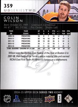 2014-15 Upper Deck #359 Colin Wilson Back