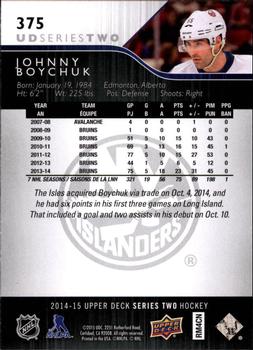 2014-15 Upper Deck #375 Johnny Boychuk Back
