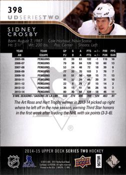 2014-15 Upper Deck #398 Sidney Crosby Back