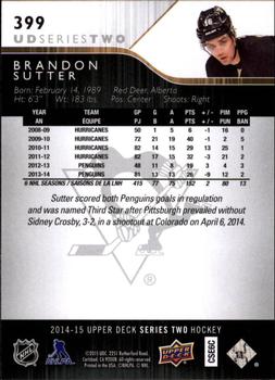 2014-15 Upper Deck #399 Brandon Sutter Back