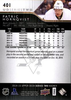 2014-15 Upper Deck #401 Patric Hornqvist Back