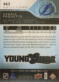 2014-15 Upper Deck #463 Cedric Paquette Back