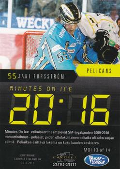 2010-11 Cardset Finland - Minutes on Ice #MOI13 Jani Forsström Back