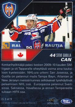 2010-11 Cardset Finland - International Stars #IS3 Steve Guolla Back