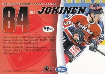 2010-11 Cardset Finland - 12th Anniversary Patch Series 1 Exchange #NNO Olli Jokinen Back