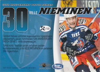 2010-11 Cardset Finland - 12th Anniversary Patch Series 1 Exchange #NNO Ville Nieminen Back