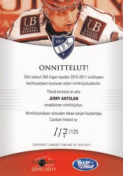2010-11 Cardset Finland - Signature #NNO Jerry Ahtola Back