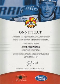 2010-11 Cardset Finland - Signature #NNO Antti-Jussi Niemi Back