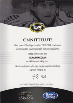 2010-11 Cardset Finland - Signature #NNO Ilkka Mikkola Back