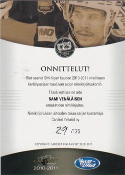 2010-11 Cardset Finland - Signature #NNO Sami Venäläinen Back