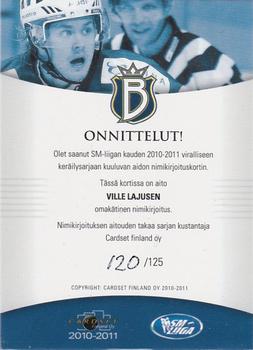 2010-11 Cardset Finland - Signature #NNO Ville Lajunen Back