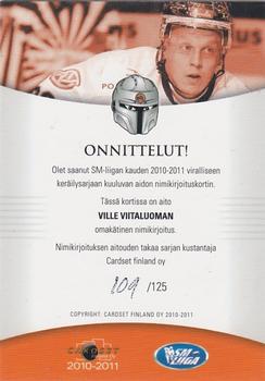 2010-11 Cardset Finland - Signature #NNO Ville Viitaluoma Back