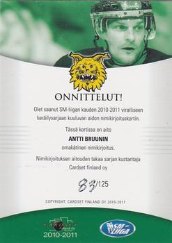 2010-11 Cardset Finland - Signature #NNO Antti Bruun Back