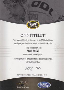 2010-11 Cardset Finland - Signature #NNO Pavel Rosa Back