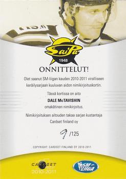 2010-11 Cardset Finland - Signature #NNO Dale McTavish Back