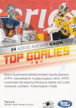 2010-11 Cardset Finland - Top Goalies 2 #TG2 8 Aleksis Ahlqvist Back