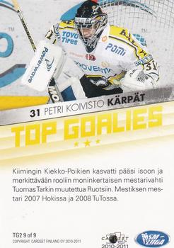 2010-11 Cardset Finland - Top Goalies 2 #TG2 9 Petri Koivisto Back