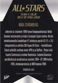 2013-14 Cardset Finland - All Stars Blue Best of 1990-2000 #STARBLUE 4 Mika Strömberg Back