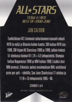 2013-14 Cardset Finland - All Stars Red Best of 2000-2010 #STARRED 1 Jan Caloun Back