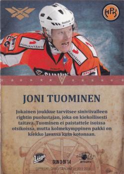 2013-14 Cardset Finland - Artillery #GUN3 Joni Tuominen Back