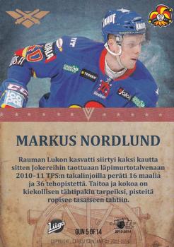 2013-14 Cardset Finland - Artillery #GUN5 Markus Nordlund Back
